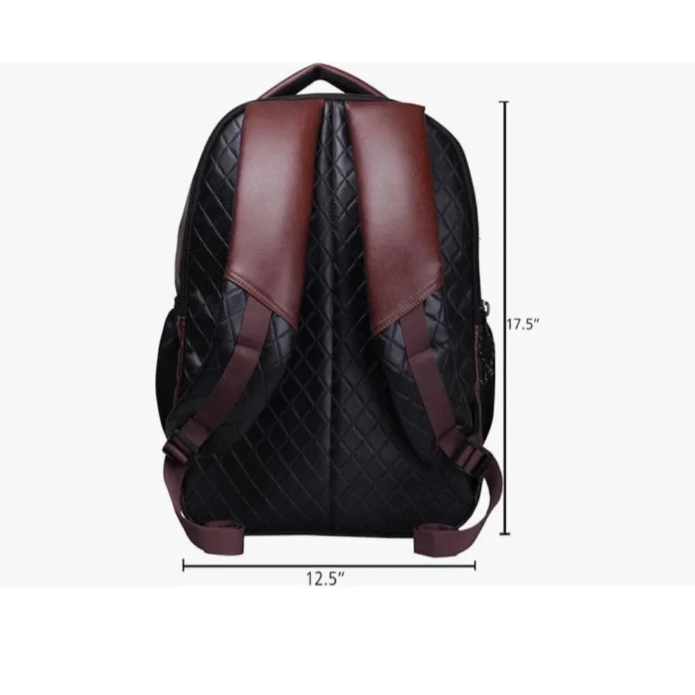 F GEAR Messenger Leather Backpack Shoulder Backpack Bookbag Travel Brown Black